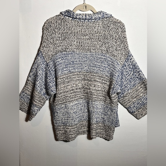 Vince Chunky Knit Blue Grey Striped Cardigan XS / S - Picture 5 of 11